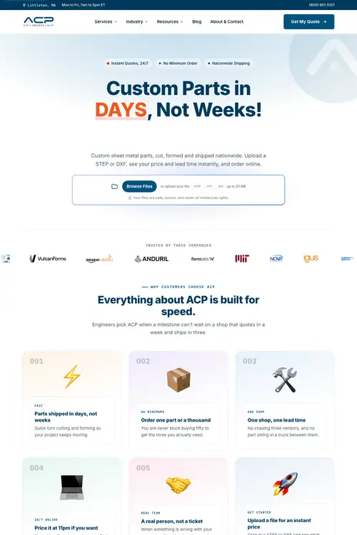 The ACP Waterjet website, built by 77 Media