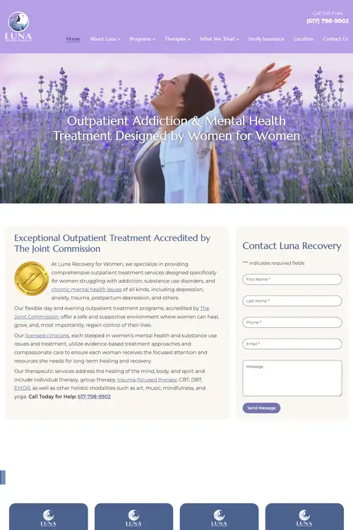 The Luna Recovery for Women website, built by 77 Media