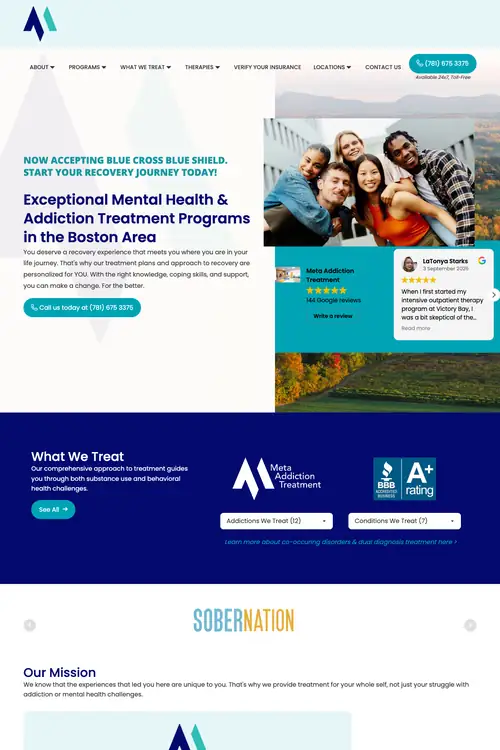 The Meta Addiction Treatment website, built by 77 Media