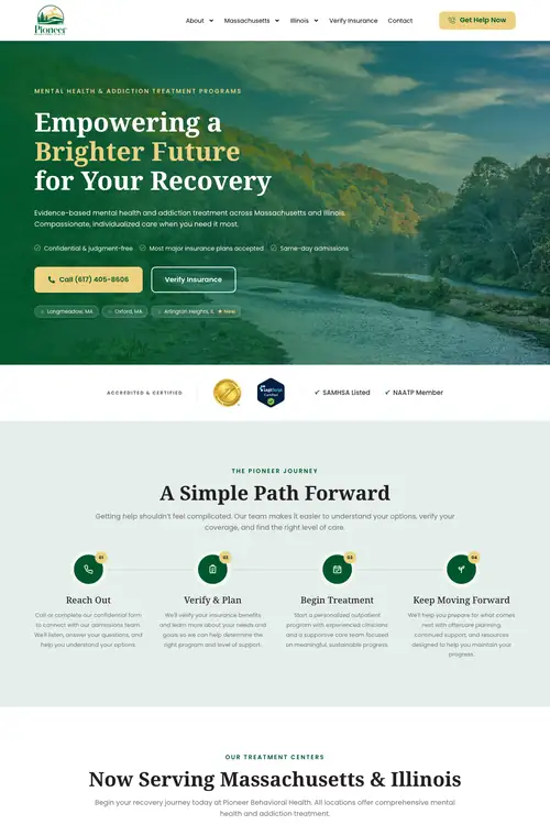 The Pioneer Behavioral Health website, built by 77 Media